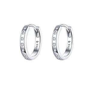 Platinum Plated 925 Sterling Silver Minimalist Huggies Earrings